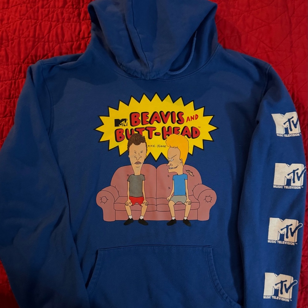 Rare kids MTV Blue Beavis and Butt-Head collectible Hoodie